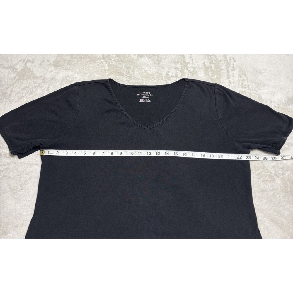 Chicos T Shirt Top‎ Womens XL 3 Black Short Sleeve V Neck Ultimate Tee - Picture 5 of 6